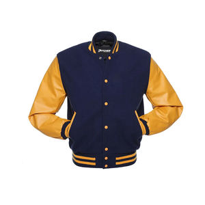 Veste universitaire sur mesure pour homme de qualité supérieure, mélange de laine, manches en cuir PU, col côtelé, veste de baseball, approvisionnement en gros OEM - Product Image 4