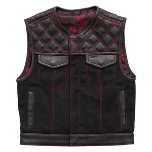High Performance Black Men's 10 Pocket Denim <b>Lace</b> Vest Outerwear Casual - Product Image 1