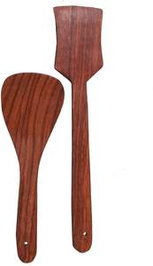 Ahad Handicrafts Heavy Duty Cuchara de cocina de madera Juego de utensilios Espátula antiadherente hecha a mano para utensilios de cocina Paquete de 2 - Product Image 3