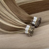 Extensiones de Cabello al por Mayor con Punta Nano Pre-Adherida, Doble Trama, Queratina, Punta Plana, Cabello Virgen Ruso Teñido