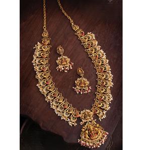 Conjunto de Joyería de Templo Chapada en Oro de Primera Calidad con Aretes para Bodas y Festivales, Colección para Mujer - Product Image 2