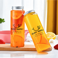 Conteneur de boisson en plastique PET personnalisé avec logo, 300 ml-750 ml, avec bouchon à vis, trou pour paille, design de bouteille de tequila, impression numérique