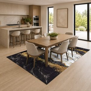 Tapis de salon en chenille gris argenté à motif design imprimé numériquement, lavable en machine, antidérapant - RUGS DEPOT LXDP-0486 (vente en gros) - Product Image 4