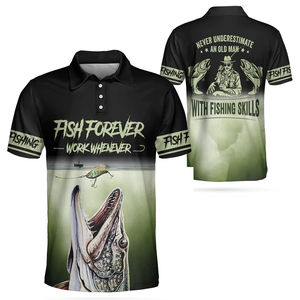 Cuello de botón personalizado de alta calidad para hombres para Polos de secado rápido y protección UV Impresión sublimada Ropa de pesca Servicio OEM - Product Image 3