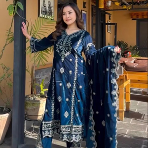 เสื้อปักเลื่อมสไตล์อินเดียแบบดั้งเดิมเสื้อท่อนบนพื้นและชุดปาร์ตี้ dupatta - Product Image 1