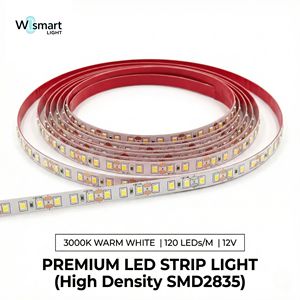 Bande lumineuse <span class=keywords><strong>LED</strong></span> intelligente SMD 2835 <span class=keywords><strong>12V</strong></span> CC, haute densité, application WiFi et télécommande pour gradation, <span class=keywords><strong>ruban</strong></span> flexible blanc chaud 3000K - Product Image 1