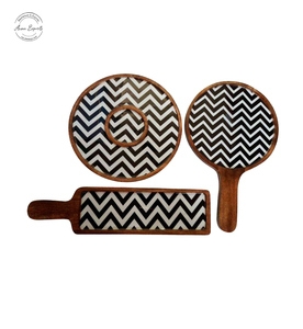 Ensemble de cuisine en bois fait à la main avec imprimé floral plateaux et assiettes de service durables à rouleau à pâtisserie pour un décor de cuisine élégant - Product Image 6