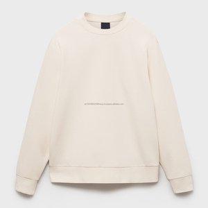 2025 nueva llegada poliéster Streetwear Casual negro algodón liso sudadera al por mayor hombres cuello redondo sudaderas de gran tamaño - Product Image 6