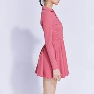 Robes de golf de tennis avec pantalon de sécurité deux pièces femmes à manches courtes col rabattu robe d'entraînement sportif de badminton - Product Image 5