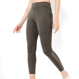 Pantalon de yoga pour femmes avec tissu évacuant l'humidité taille élastique Leggings de couleur unie pour vêtements de sport - Product Image 1