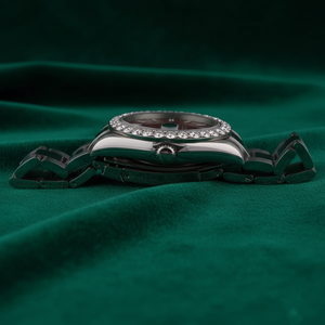 Moissanite Diamond Bezel Luxury Watch Red Dial <b>Stainless</b> <b>Steel</b> <b>Bracelet</b> Automatic Mechanical Wristwatch Wholesale - Product Image 2