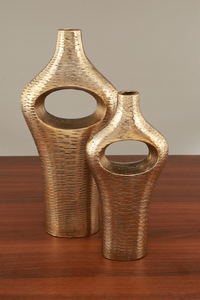 Vase en métal en aluminium moderne haut de gamme Design texturé Unique pour la décoration intérieure de table chambre salon utilisation de mariage - Product Image 3