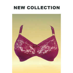 Sujetador de algodón de punto de lujo granate sin relleno con malla suave Sujetadores cómodos de categoría de producto - Product Image 1