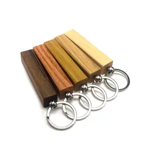 Best Quality acacia wood key ring different natural wood color medium size customized logo Wood key ring