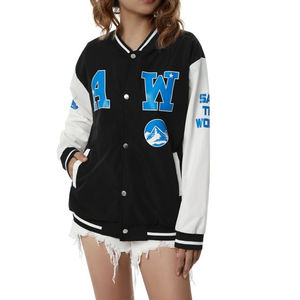 100% algodón otoño Casual logotipo personalizado bordado ropa deportiva bombardero abrigos mujeres chaqueta de béisbol universitaria chaqueta Varsity - Product Image 6