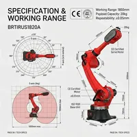 Robot Industrial de 6 Ejes BORUNTE BRTIRUS1510A, Carga Útil de 10 kg, Alcance de 1587 mm, para Soldadura MIG y Recogida y Colocación