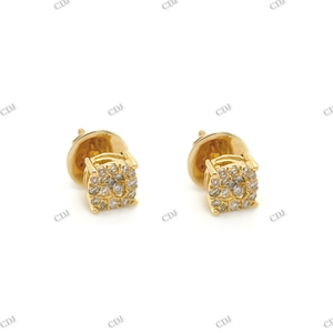 Boucles d'oreilles en argent sterling plaqué or Moissanite de taille ronde certifiées GRA pour femmes Boucles d'oreilles en diamant classiques - Product Image 2