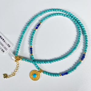 Femmes Style Classique DIY Mode Couple Collier Turquoise Perle Ronde Lapis Lazuli Chaînes En Pierre Naturelle - Product Image 2