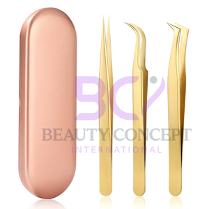 Golden Color OEM Service Polished Stainless Steel Durable Isolation Lightweight High Quality Lash Extension Eyelash Tweezers - Product Image 6