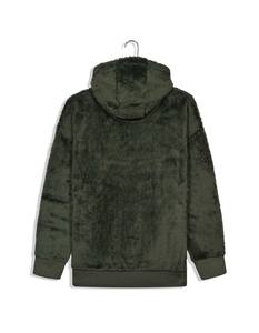Olive Relax Fit <b>Sherpa</b> Pullover <b>Hoodie</b> ultra-soft <b>Sherpa</b> pullover <b>hoodie</b> in a warm olive shade - Product Image 4