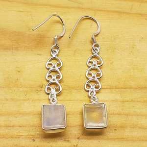 925 argent Sterling naturel arc-en-ciel pierre de lune pierre précieuse boucle d'oreille cadeau pour les femmes boucle d'oreille artisan fabriqué bohème boucle d'oreille - Product Image 4