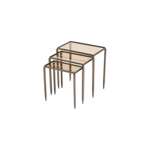 Meubles de bureau à domicile de style industriel moderne Tables d'appoint carrées en métal avec dessus en verre Matériau en fer pour salon chambre à coucher Extérieur - Product Image 1