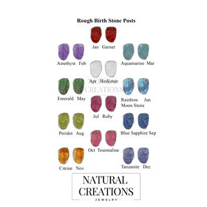 Premium 925 Sterling Silver Bezel Setting <b>Stud</b> <b>Earrings</b> Butterfly Lock Rough Birthstone Stone Womens Trendy Wedding <b>Fashion</b> - Product Image 6