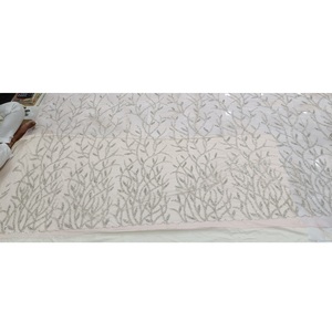 Indian Export Opulent <b>Beaded</b> Mesh <b>Fabric</b> with Gold and Silver Thread Embroidery for Party Wear Available for Export Price - Product Image 2