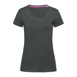 T-shirt personnalisé pour femmes, design extensible à col en V pour merchandising promotionnel - Product Image 4