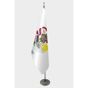 Illinois Official Indoor Custom <b>Flag</b> 3x5ft Nylon and Polyester Digital Printing with Aluminum <b>Pole</b> Pennant Style - Product Image 1