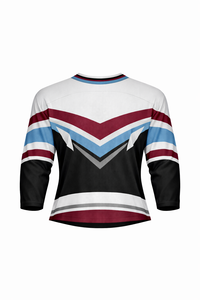 Jersey de Hockey sobre Hielo para Hombre, Cuello en V, Manga Tres Cuartos, Rayado, Sublimado, Transpirable, de Poliéster - Product Image 2