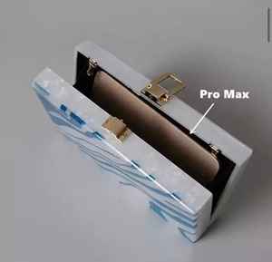 Ensemble complet de sac à main en résine bleu et blanc brodé, imitation perle, papillon vintage, collier à breloque solide, pour mariage féminin - Product Image 1