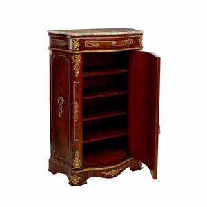 Mueble Zapatero de Lujo Estilo Francés con Tapa de Mármol Premium, Intrincada Marquetería de Palisandro y Detalles en Latón Dorado para Salón de Palacio - Product Image 3