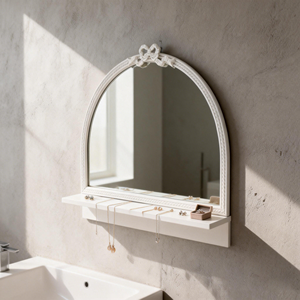 Handmade Triangle <strong>Wood</strong> Wall Mounted Art Deco Bow <strong>Mirror</strong> New Design Living Room Decorative Item Wholesale Home Decor <strong>Mirror</strong> <strong>Shelf</strong> - Product Image 4