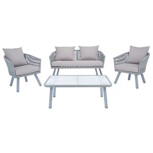 <b>Outdoor</b> Rattan <b>Garden</b> Set Patio Conversation Furniture <b>Cushioned</b> Chairs with Glass Top Table for Backyard Poolside - Product Image 2