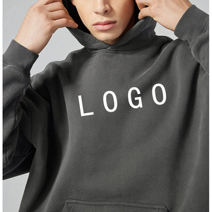 Sweat-shirt en coton surdimensionné lourd pour homme, imprimé, avec broderie usée et délavée au soleil, en gros - Product Image 2