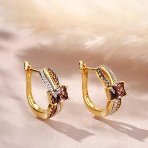 Jeulia Two Tone Crossover Emerald Cut Sterling <b>Silver</b> <b>Stud</b> Earrings - Product Image 5