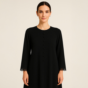 Handmade Modest Abaya Design Solid Pattern <b>Islamic</b> <b>Clothing</b> for Ramadan Eid Breathable Regular Occasional Wear Plus Sizes - Product Image 6