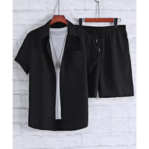 เสื้อคอตตอนแขนสั้นมีกระดุมเต็มปกเสื้อแฟชั่นใหม่ล่าสุดเสื้อผ้าลำลองระบายอากาศสำหรับฤดูร้อนสีพื้น - Product Image 5