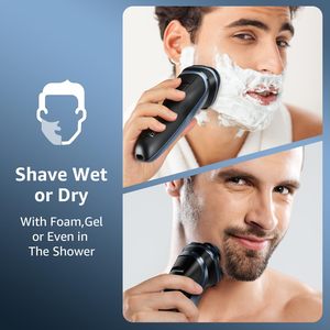 Afeitadora Eléctrica Recargable para Hombre, Impermeable, para Uso en Seco y Húmedo, con Recortador y Bloqueo, Mini, con Interfaz en Alemán, IPX7 - Product Image 6