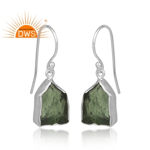 Pendiente colgante de piedras preciosas de moldavita en bruto Natural de plata de ley fina, joyería personalizada para mujer, regalo para ella - Product Image 2