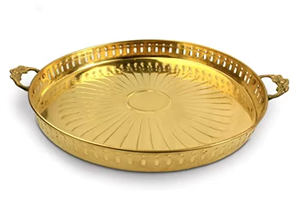 Calvin ถาดทองเหลืองสำหรับเสิร์ฟพร้อมถาดรองทองเหลืองสำหรับเสิร์ฟหรูหราถาดตกแต่งห้องครัว - Product Image 5