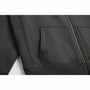 Sudadera con capucha lisa de un color de manga larga con cremallera para hombre, sudaderas con capucha informales con bolsillo y cordón - Product Image 4