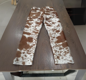 New Fashion <b>Mens</b> Top Quality Original Cowhide Pants Hair-on Cowhide <b>Leather</b> Trousers <b>Leather</b> Pants - Product Image 2