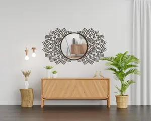 Oversized Contemporary Wall <b>Mirror</b> with <b>Secure</b> Hooks for Trendy Home Office and Commercial Wall Decoration - Product Image 6