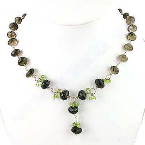 Collar de Plata 925 con Cuarzo Ahumado y Peridoto para Regalo de Mujer - Product Image 3