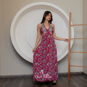 New Halter Neck Flair <b>Dress</b> Paisley Print Fit Resort Wear Beach Wear Floral Print Maxi <b>Dress</b> Paisley <b>Bohemian</b> Silk Maxi <b>Dress</b> - Product Image 1