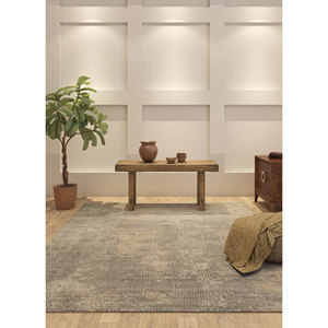 Alfombras de Lana y Seda de Bambú Anudadas a Mano en Gris y Negro, Diseño Teoría del Caos-Esk-404, Tapetes de Cocina - Product Image 5