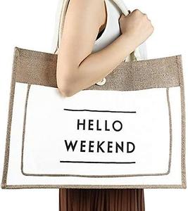 Unique Design Eco friendly golden custom logo burlap Supermarket shopping <b>bags</b> reusable tote <b>jute</b> <b>bags</b> with rope handle - Product Image 3