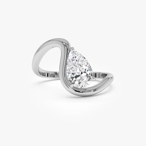 Bague solitaire élégante en forme de poire de haute qualité, diamant de laboratoire 1,00 ct E-F VS, or massif 14 carats, cadeau de mariage - Product Image 3
